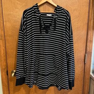 MAURICES Black and White Striped Hoodie
